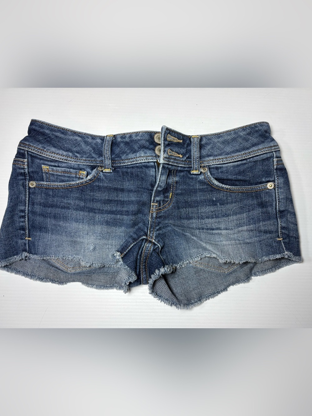 American Eagle Outfitters Low Rise Women's Dark Blue Denim Cutoff Shorts